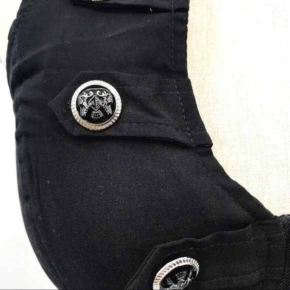 Halter with military button detailing zip front Size Small Black - Picture 2 of 8